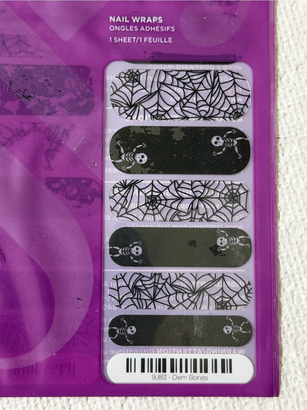 Jamberry Black and White Spider Web & Skeleton Nail Wraps
